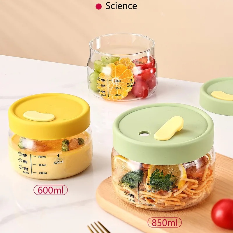 Meal Prep Bowl - 600-850ml Glazen Voedselbewaarbak Luchtdicht Lekvrij Babyvoedingsbakje