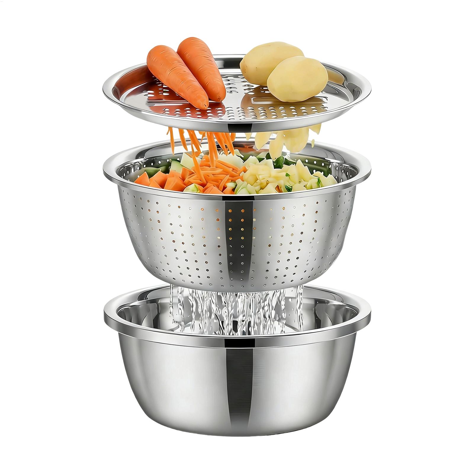 Meal Prep With Rice - Roestvrijstalen vergiet, zeefbak 26cm, was- en