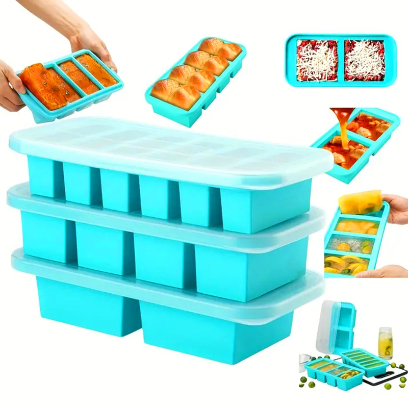 Meal Prep Template - 2 of 3-delige siliconen vriesbakvorm met