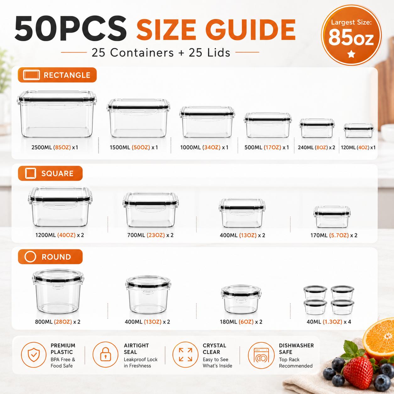 50 stuks/25-pack luchtdichte v - Meal Prep Kitchen recensie en prijs