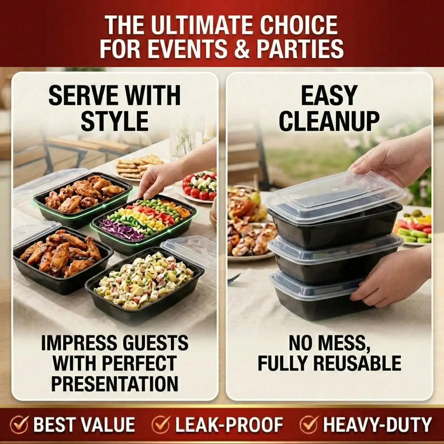 10/100 stuks, 38 oz, zwarte re - Meal Prep Kitchen recensie en prijs